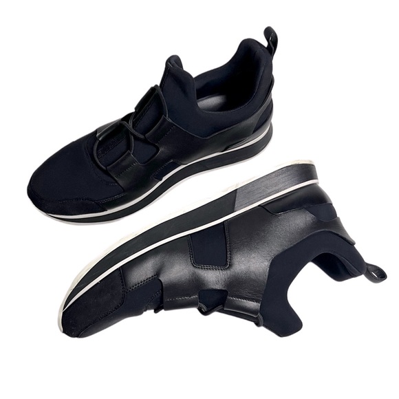 HERMES PLAYER SNEAKER Authentic Black Leather Slip On Soft Unisex 40 L 10 M 8 - Picture 7 of 16